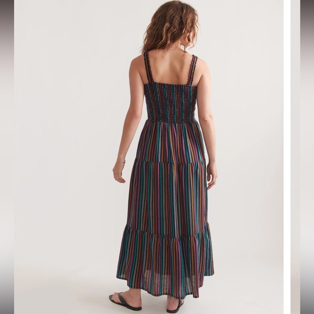 NWT Marine Layer Selene Smocked Maxi Dress in Multi Stripe - Picture 4 of 8